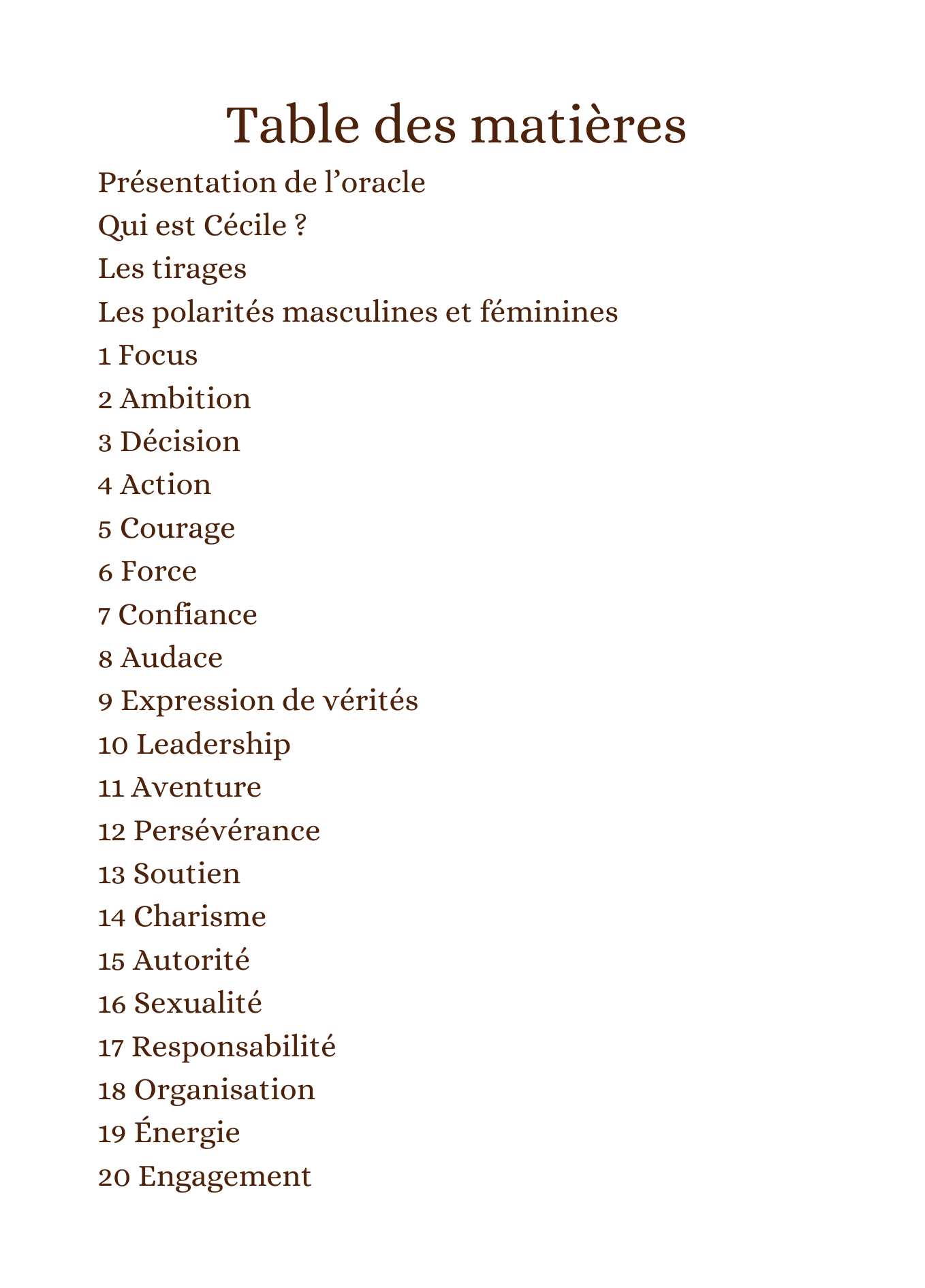 Table des matières